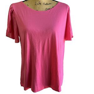 La Fileria Fuchsia Petal Sleeves Cotton Blend Double Lined T-Shirt Top Sz 8/44